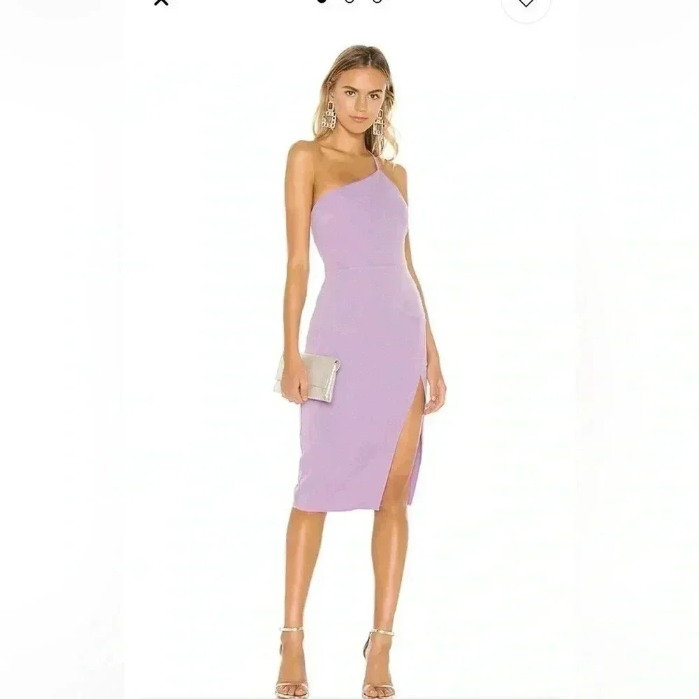 Lovers + Friends Lazo Midi Dress in Lilac Purple Size XS NWOT Of One Shoulder